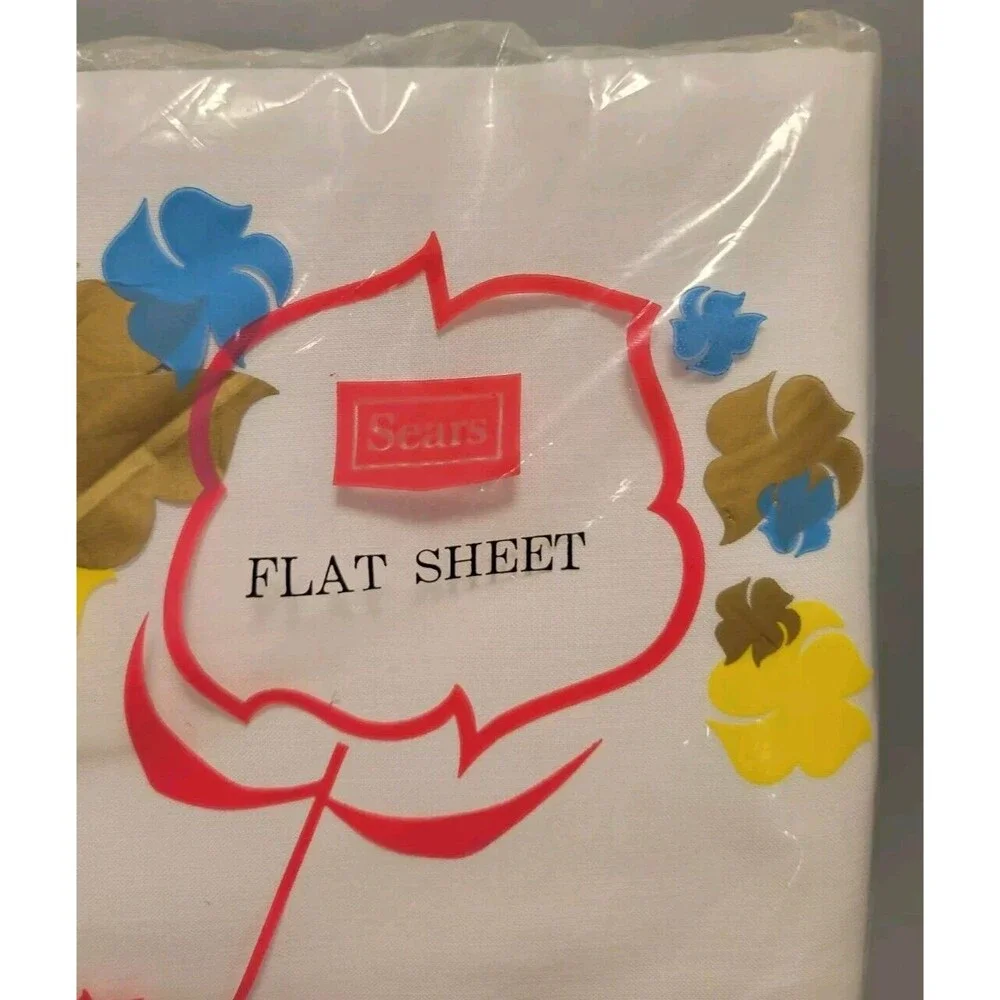 NEW Old Stock Full Flat Sheet SEARS Solid White Perma-Prest Muslin Sheet NOS